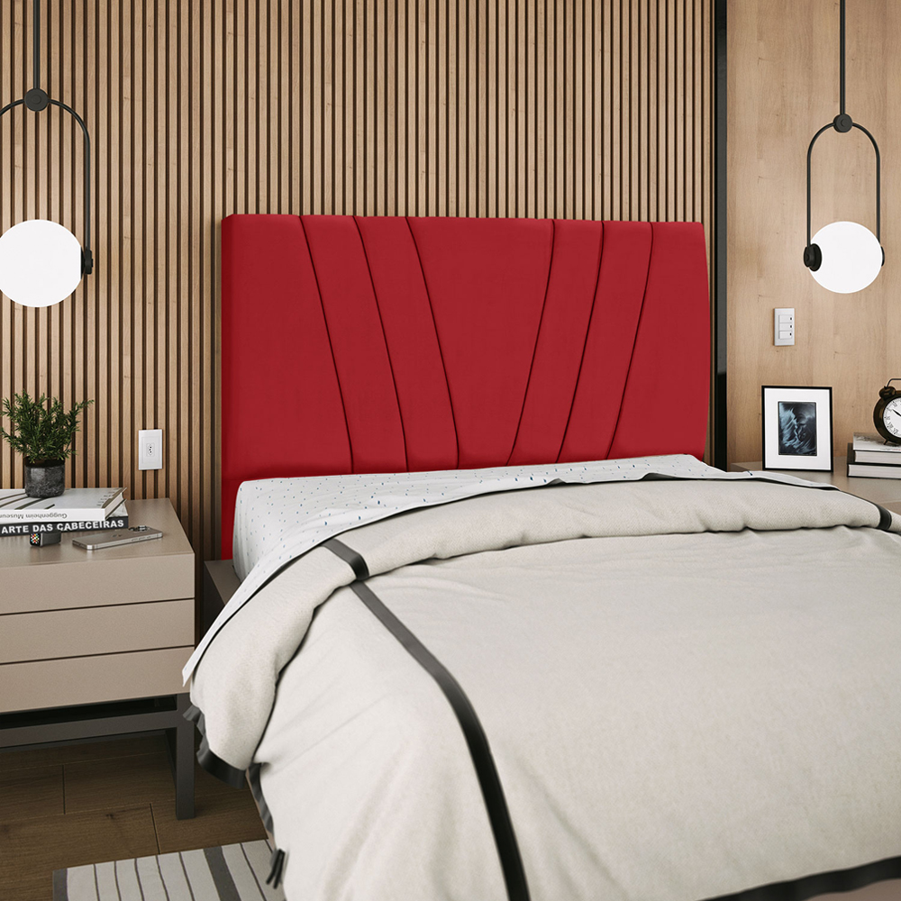 Cabeceira Queen 160cm Bell Suede Vermelho RM