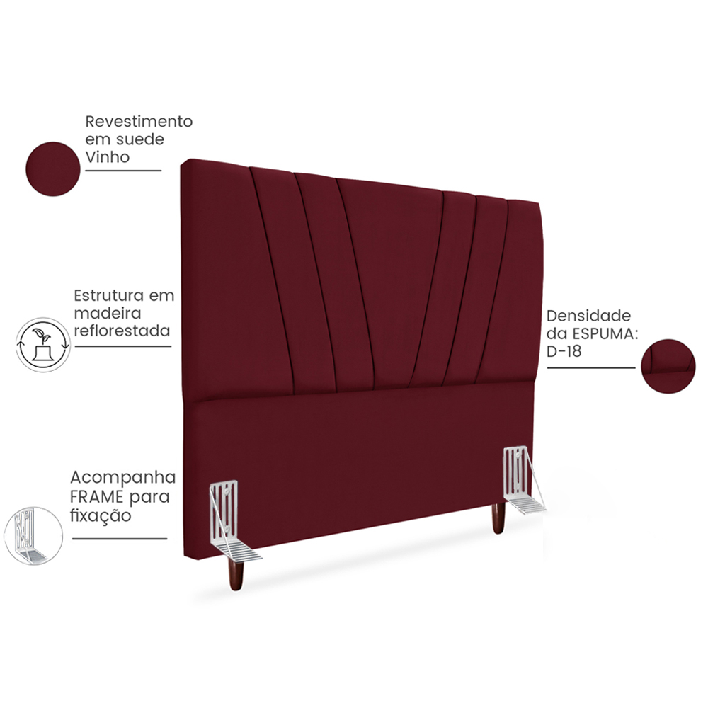 Cabeceira Queen 160cm Bell Suede Vinho RM