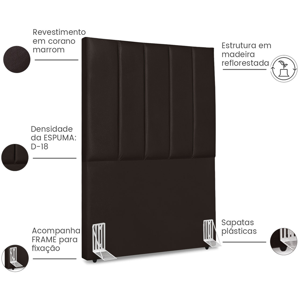 Cabeceira Solteiro 90cm Allia Corano Marrom RM