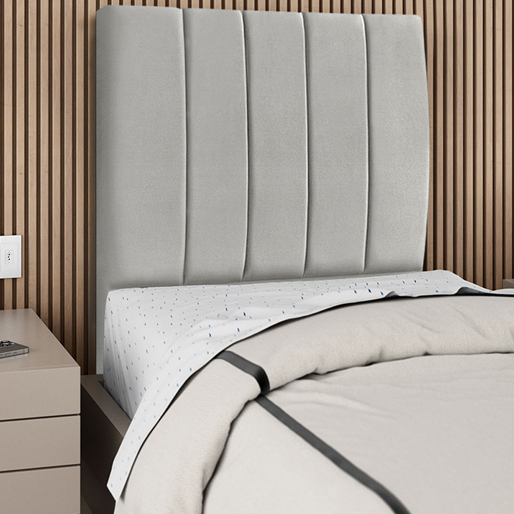 Cabeceira Solteiro 90cm Allia Suede Cinza Claro RM