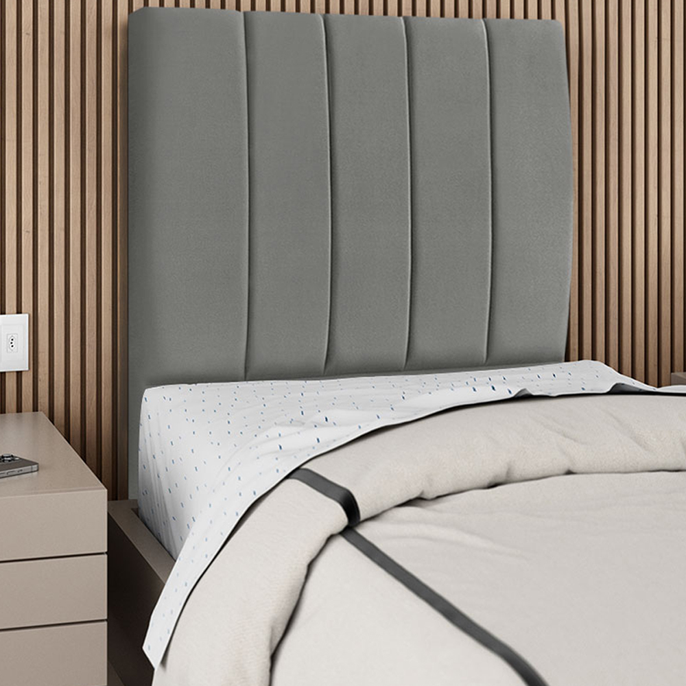 Cabeceira Solteiro 90cm Allia Suede Cinza RM