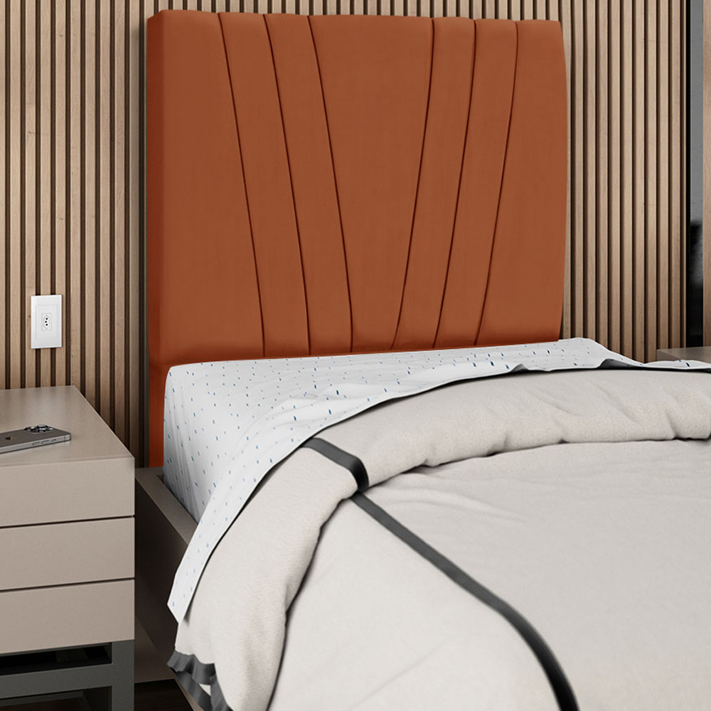 Cabeceira Solteiro 90cm Bell Suede Terracota RM