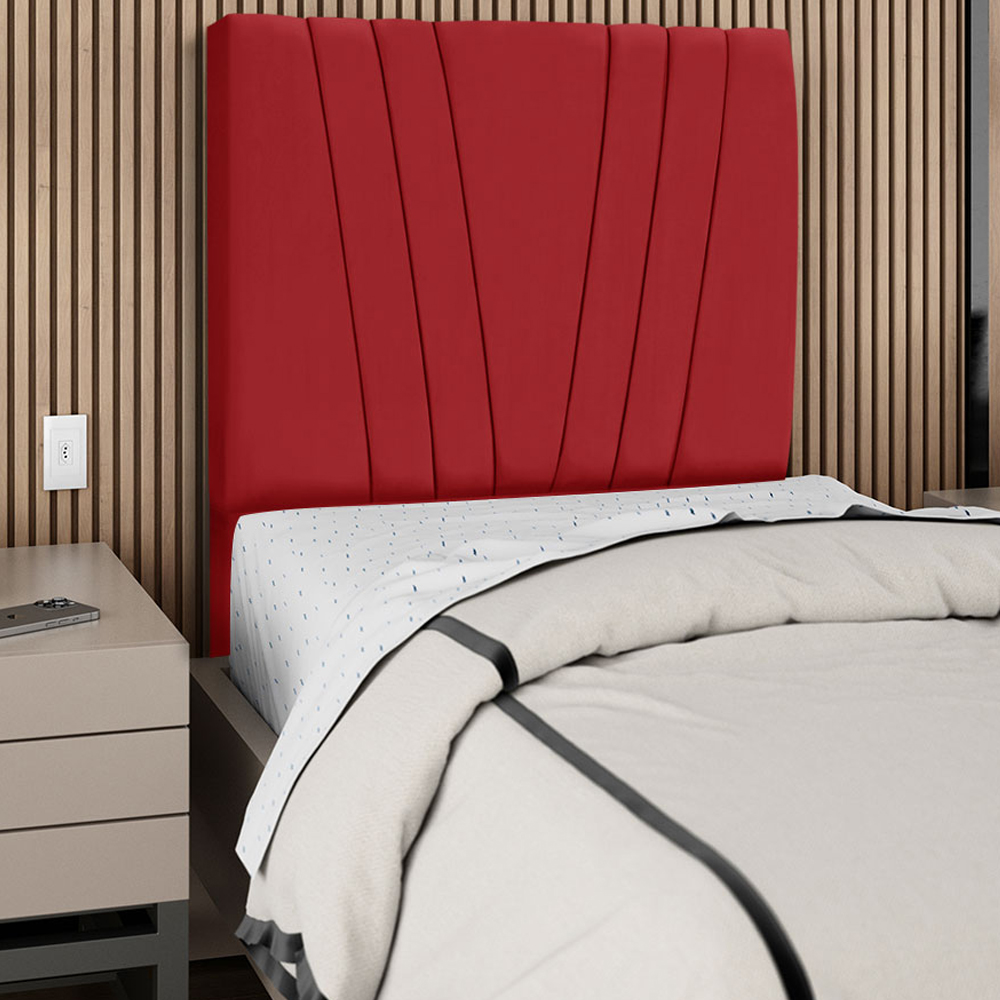 Cabeceira Solteiro 90cm Bell Suede Vermelho RM