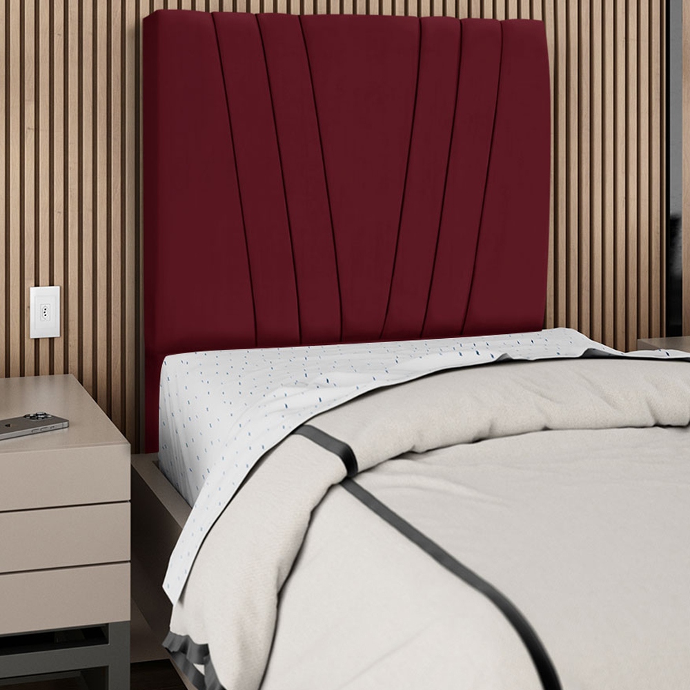Cabeceira Solteiro 90cm Bell Suede Vinho RM