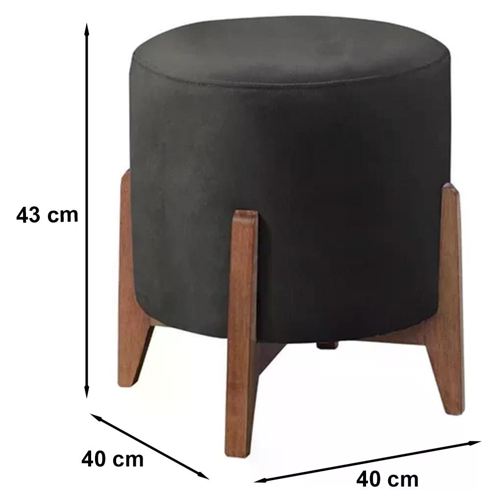 Kit 2 Puf Puff Para Sala Lhor Veludo Preto RM