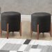 Kit 2 Puff Puf Sala Lhor Veludo Preto RM