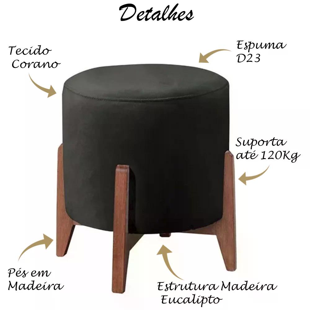 Puf Puff Para Sala Lhor Corano Preto RM