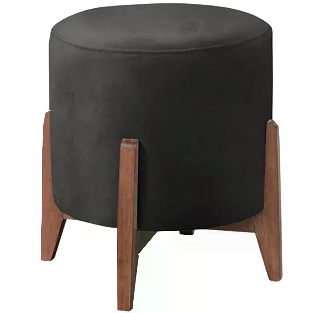 Puf Puff Para Sala Lhor Veludo Preto RM