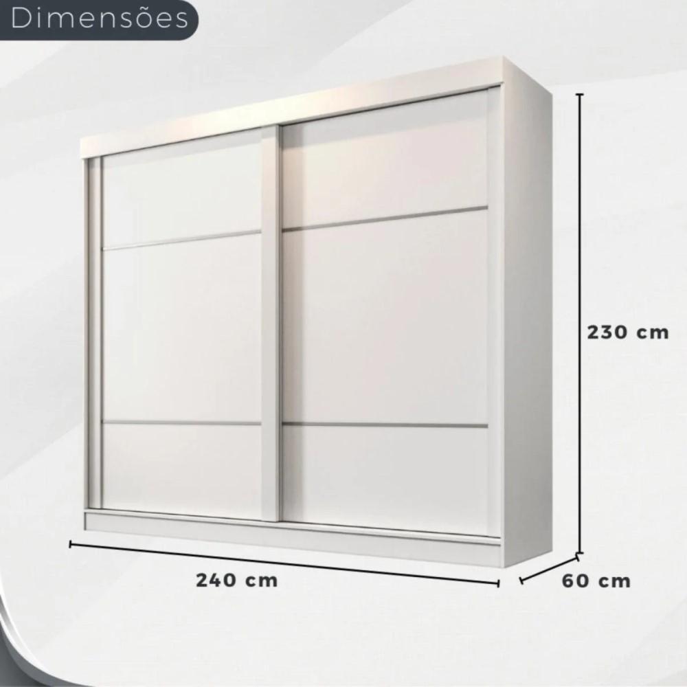 Guarda Roupa 2 Portas Correr 6 Gavetas Trancoso Valverde Branco