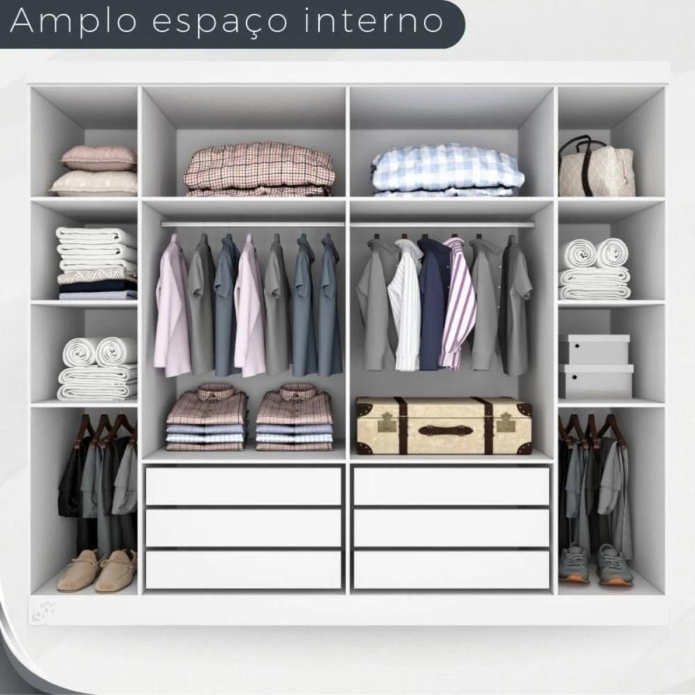 Guarda Roupa 2 Portas Correr 6 Gavetas Trancoso Valverde Branco