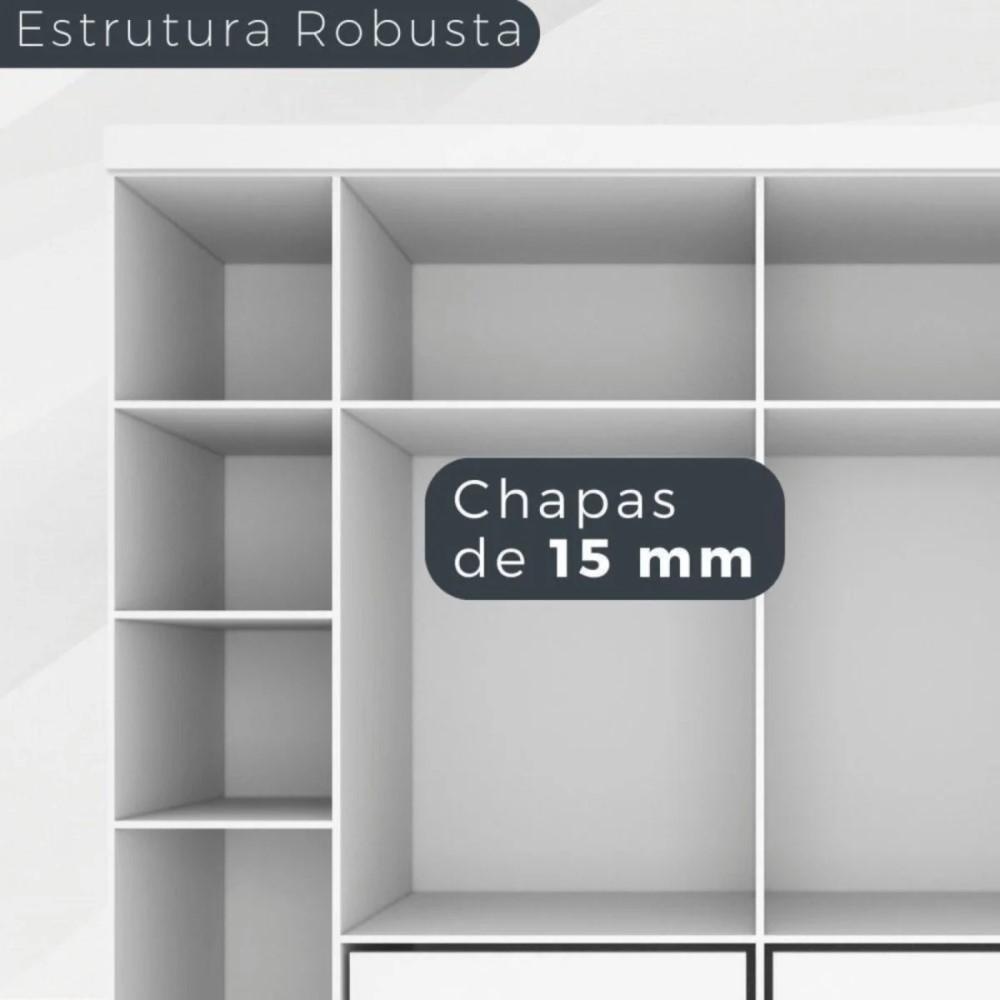 Guarda Roupa 2 Portas Correr 6 Gavetas Trancoso Valverde Branco