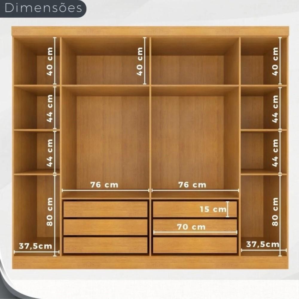 Guarda Roupa 2 Portas Correr 6 Gavetas Trancoso Valverde Cinamono