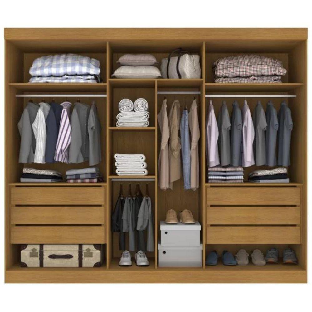 Guarda Roupa 3 Portas de Correr com Espelho Central Garibaldi Valverde Cinamono
