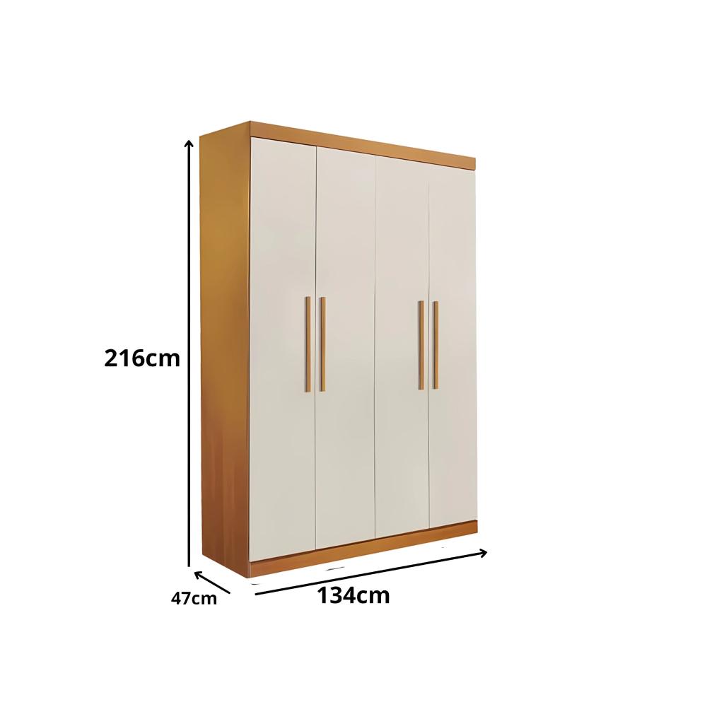 Guarda Roupa 4 Portas 3 Gavetas Ubatuba Valverde Cinamono Off White
