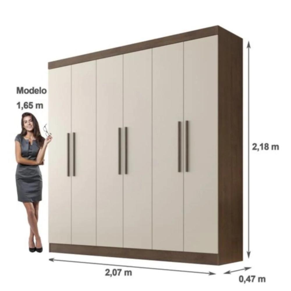 Guarda Roupa 6 Portas 4 Gavetas Belém Valverde Canion Off White