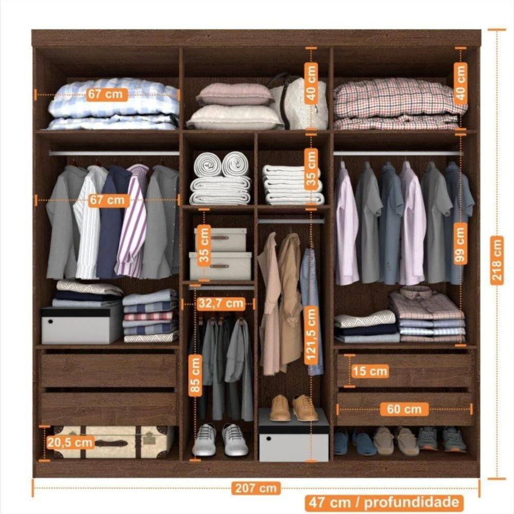 Guarda Roupa 6 Portas 4 Gavetas Belém Valverde Canion Off White