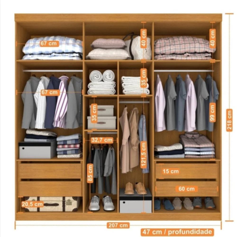 Guarda Roupa 6 Portas 4 Gavetas Belém Valverde Cinamomo