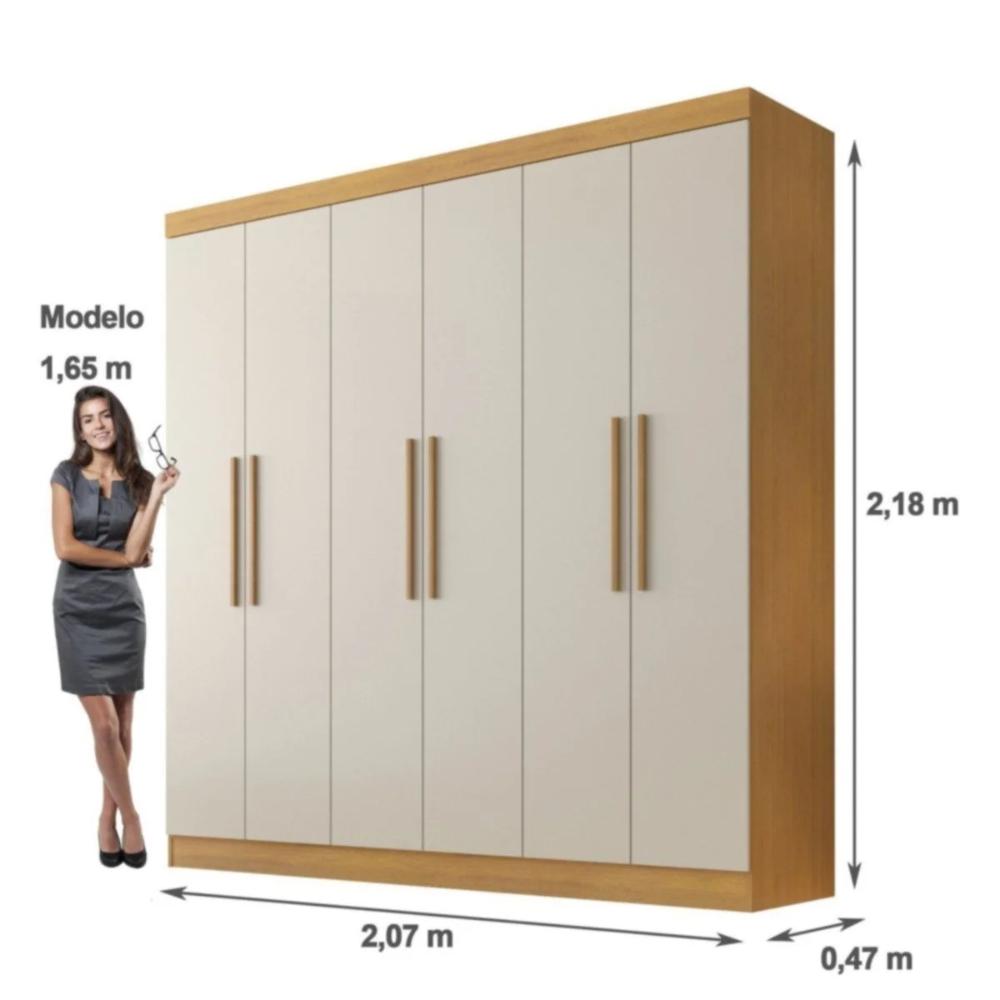 Guarda Roupa 6 Portas 4 Gavetas Belém Valverde Cinamomo Off White