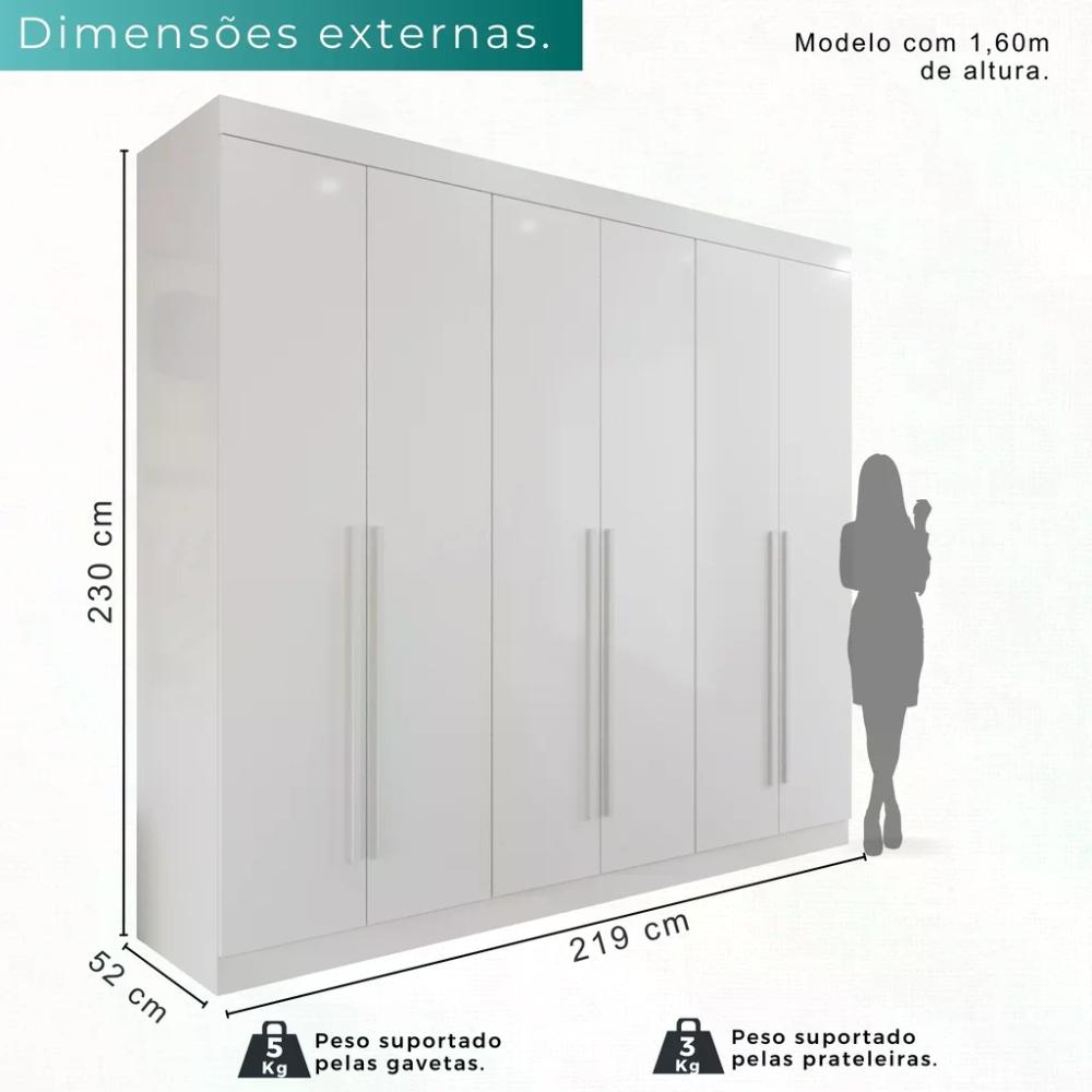 Guarda Roupa 6 Portas 4 Gavetas Uberaba Valverde Branco