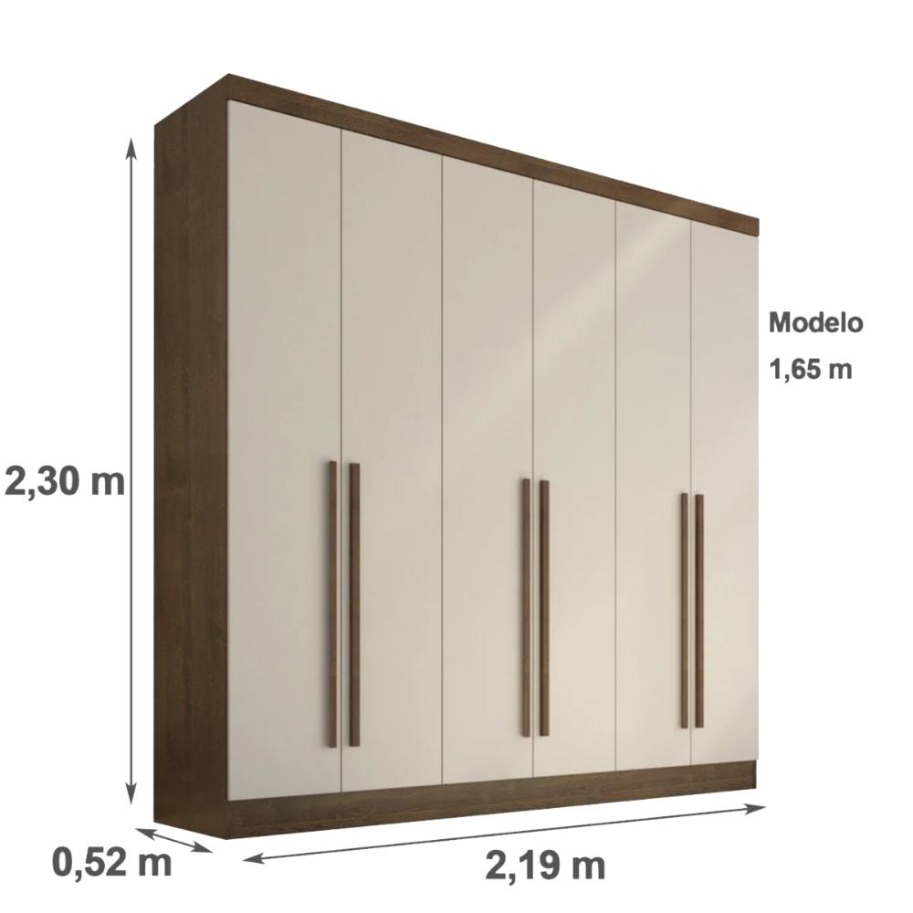 Guarda Roupa 6 Portas 4 Gavetas Uberaba Valverde Canion Off White