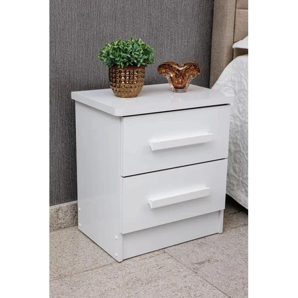 Mesa de Cabeceira 2 Gavetas New Athos D'Doro Branco