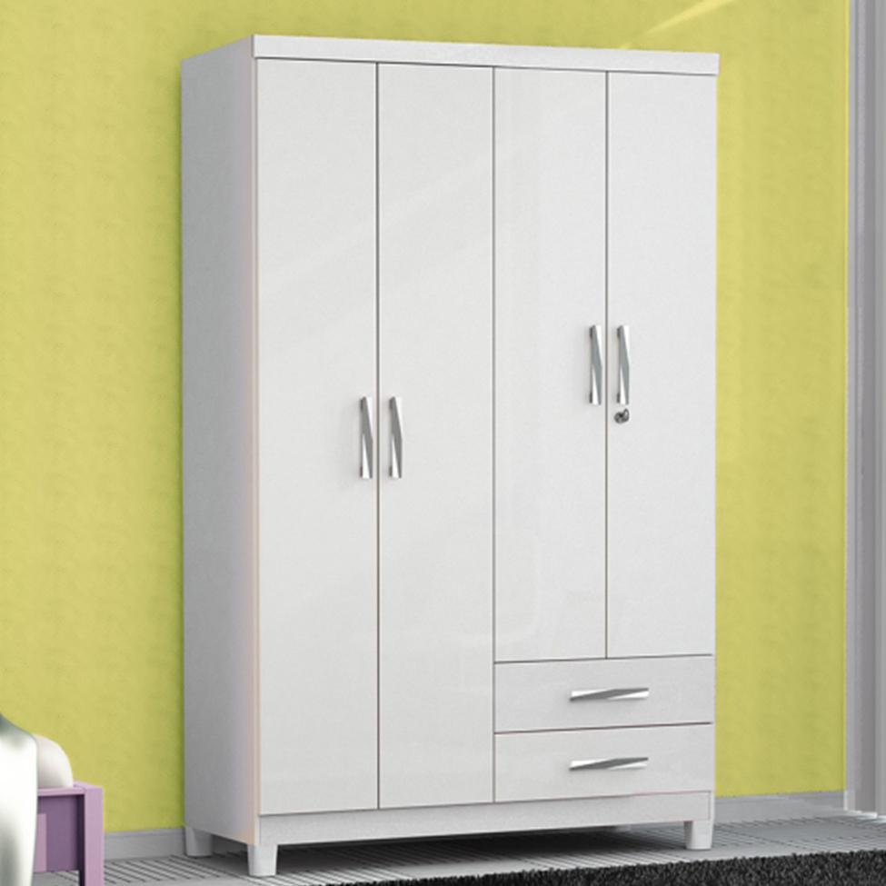 Guarda-Roupa Solteiro 4PT 2GV Infantil Line Branco