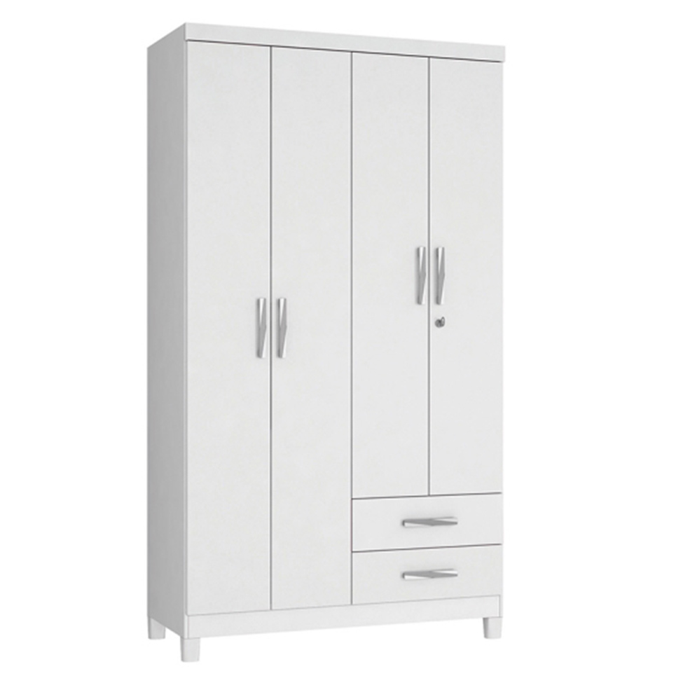 Guarda-Roupa Solteiro 4PT 2GV Infantil Line Branco