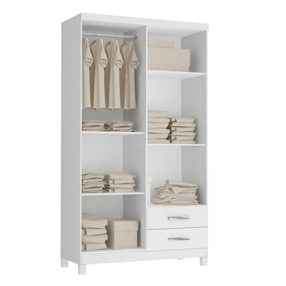 Guarda-Roupa Solteiro 4PT 2GV Infantil Line Branco