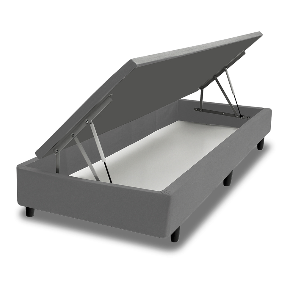 Base para Cama Box Solteiro King com Baú Lift Cinza