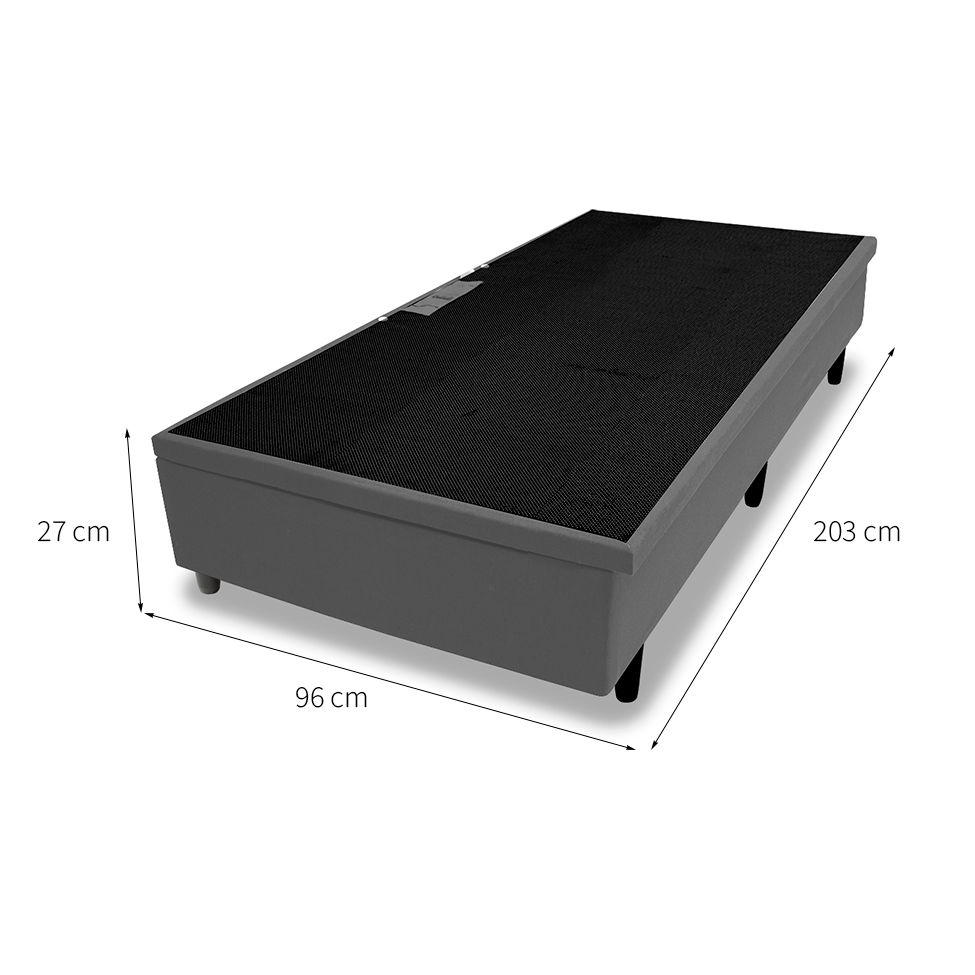 Base para Cama Box Solteiro King com Baú Lift Cinza