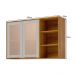 Armário Aéreo Brilhante 120cm 2 Portas Cinamomo/Off White com Vidro Reflecta e Nichos - MGM