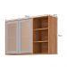 Armário Aéreo Brilhante 120cm 2 Portas Cinamomo/Platina com Vidro Reflecta e Nichos - MGM