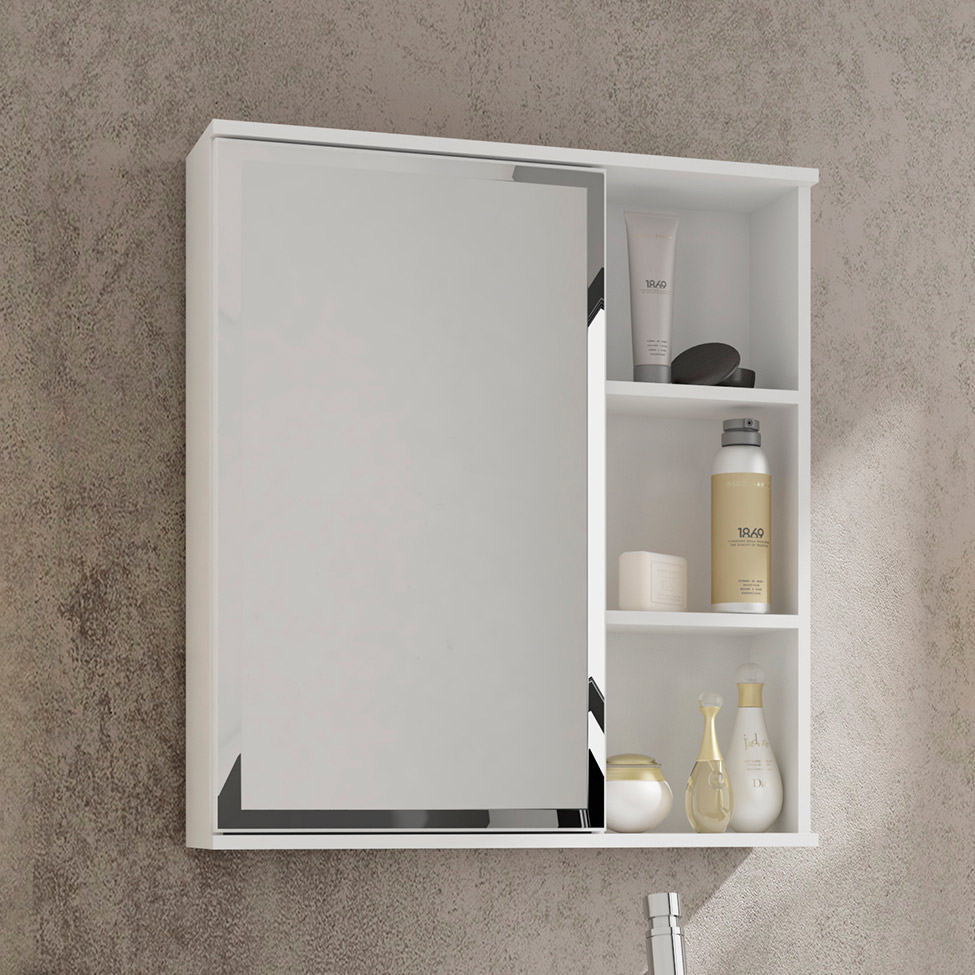 Armário de Banheiro Treviso com Espelho 1 PT Branco