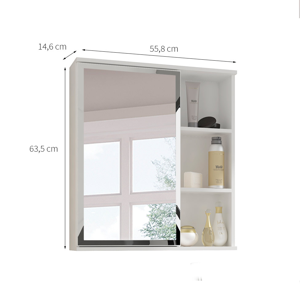 Armário de Banheiro Treviso com Espelho 1 PT Branco