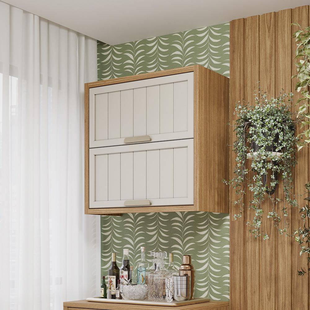 Armario Aereo Divina 80 cm com 2 Portas Freijo/Off White