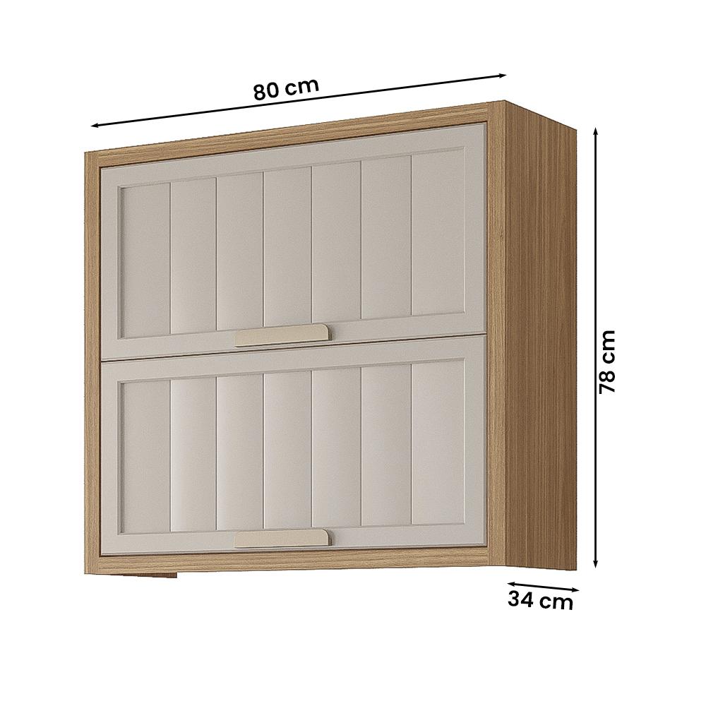 Armario Aereo Divina 80 cm com 2 Portas Freijo/Off White