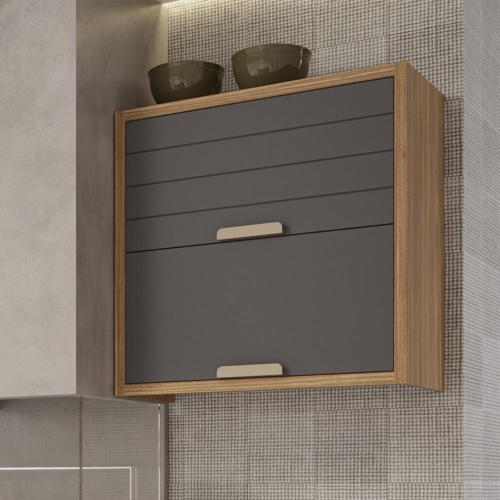 Armario Aereo Divina 80 cm com 2 Portas Freijo/Titanium
