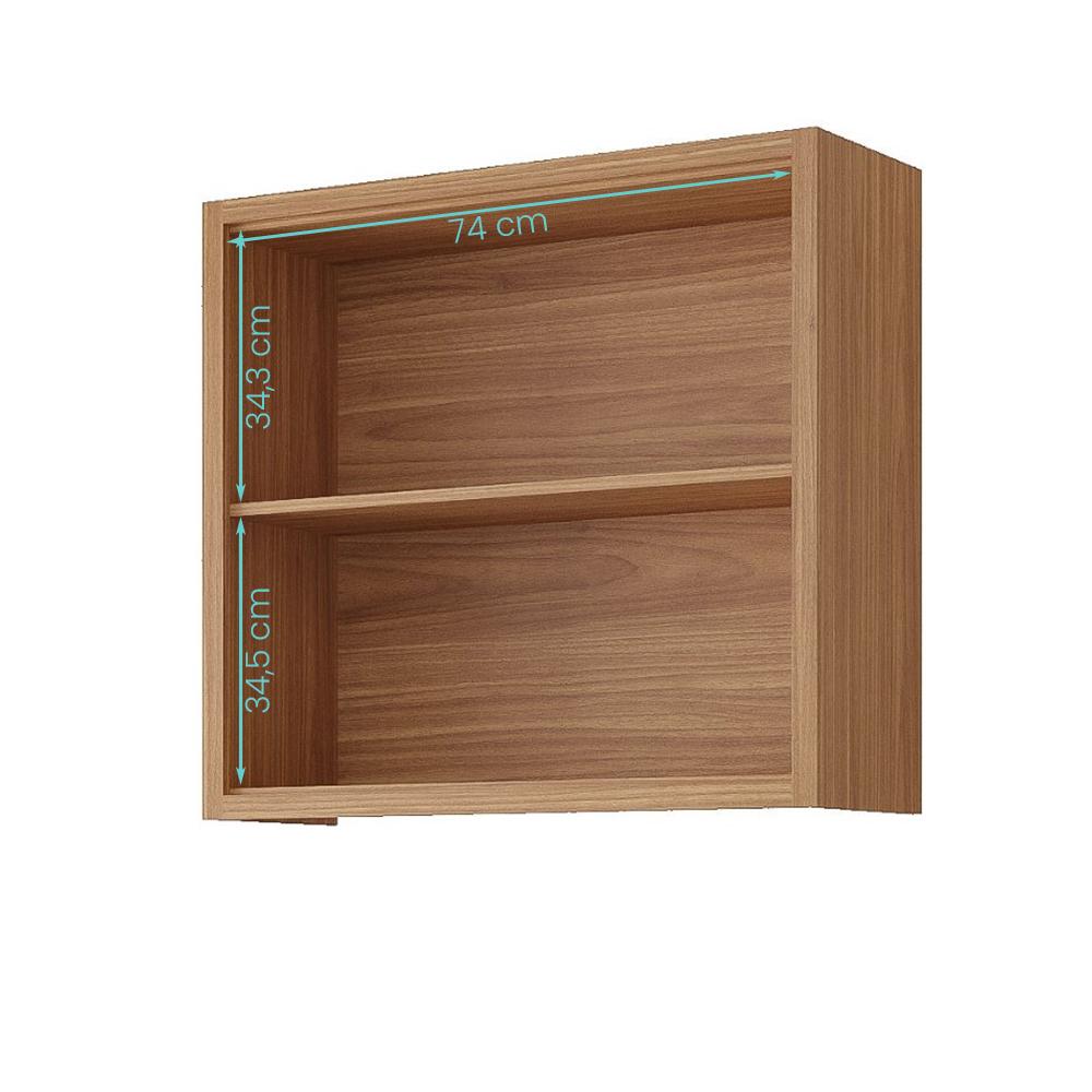 Armario Aereo Divina 80 cm com 2 Portas Freijo/Titanium