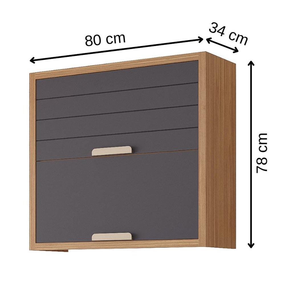 Armario Aereo Divina 80 cm com 2 Portas Freijo/Titanium