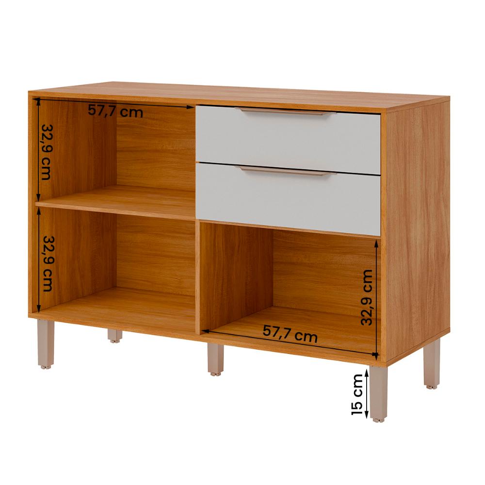 Balcão Divina 120 cm Para Cozinha com 2 Portas e 2 Gavetas Cinamomo/Branco