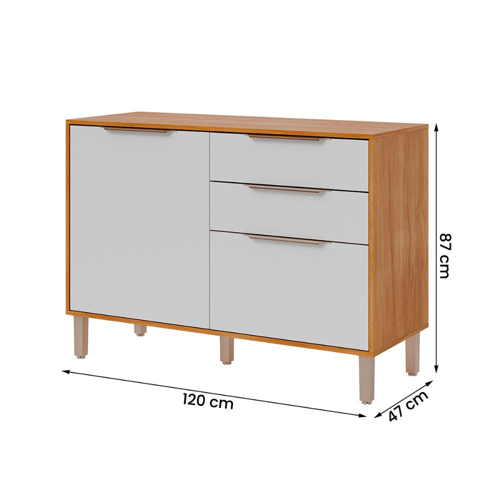 Balcão Divina 120 cm Para Cozinha com 2 Portas e 2 Gavetas Cinamomo/Branco