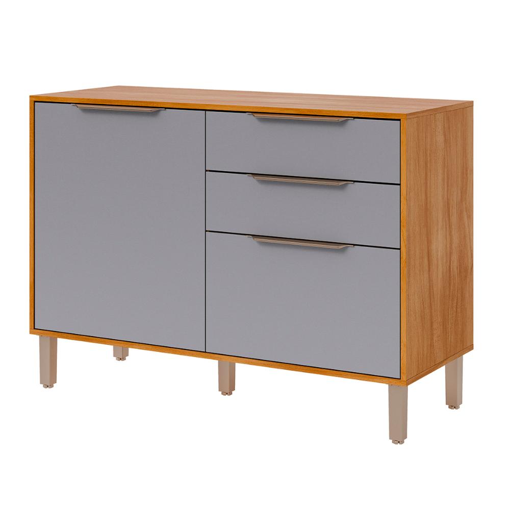 Balcão Divina 120 cm Para Cozinha com 2 Portas e 2 Gavetas Cinamomo/Platina