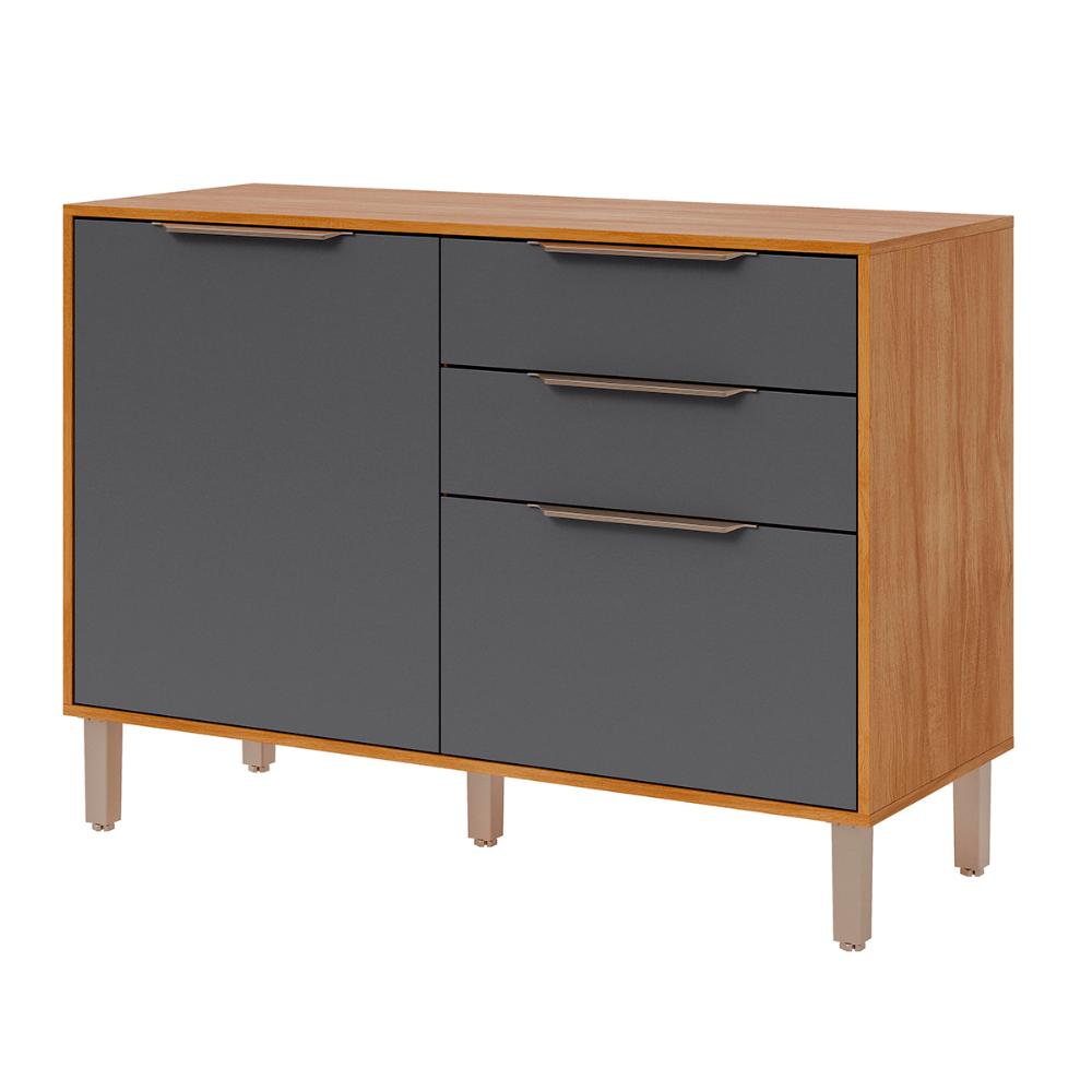 Balcão Divina 120 cm Para Cozinha com 2 Portas e 2 Gavetas Cinamomo/Titanium