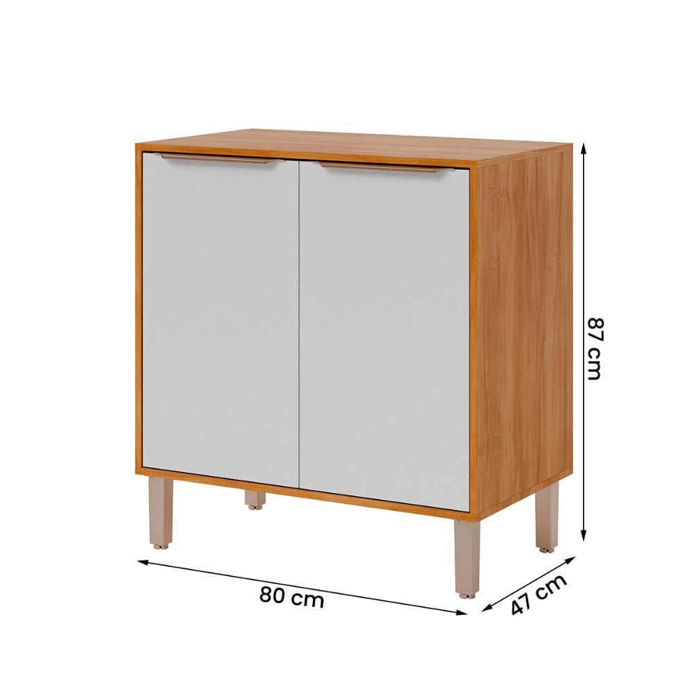 Balcão Divina 80 cm Para Cozinha com 2 Portas Cinamomo/Branco