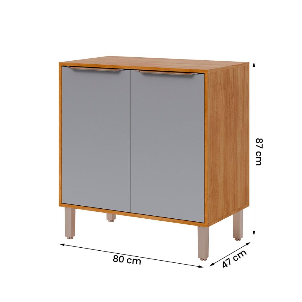Balcão Divina 80 cm Para Cozinha com 2 Portas Cinamomo/Platina