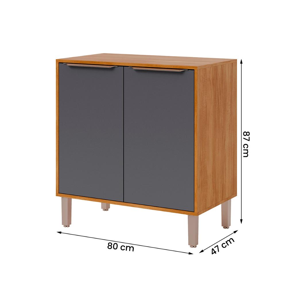Balcão Divina 80 cm Para Cozinha com 2 Portas Cinamomo/Titanium