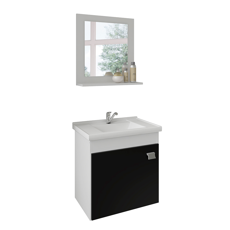 Conjunto de Banheiro Iris Branco e Preto