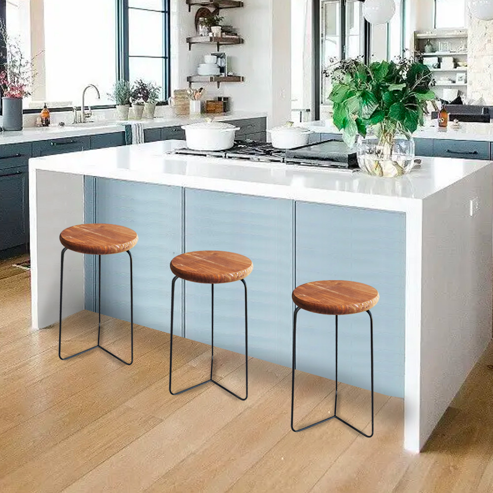 Banqueta Banco Aço Media Cozinha Bar Balcão 60cm Até Assento