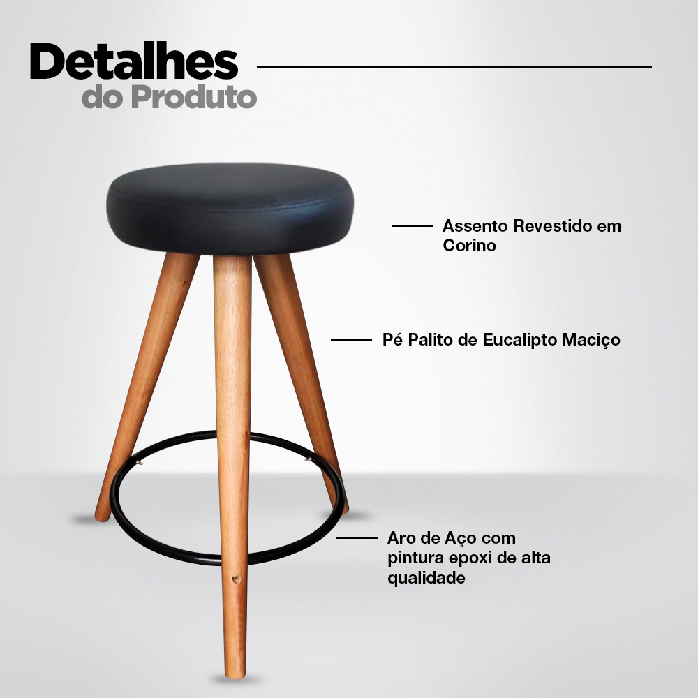 Banqueta Banco Pé Palito Media Cozinha Bar Balcão 60cm Altura