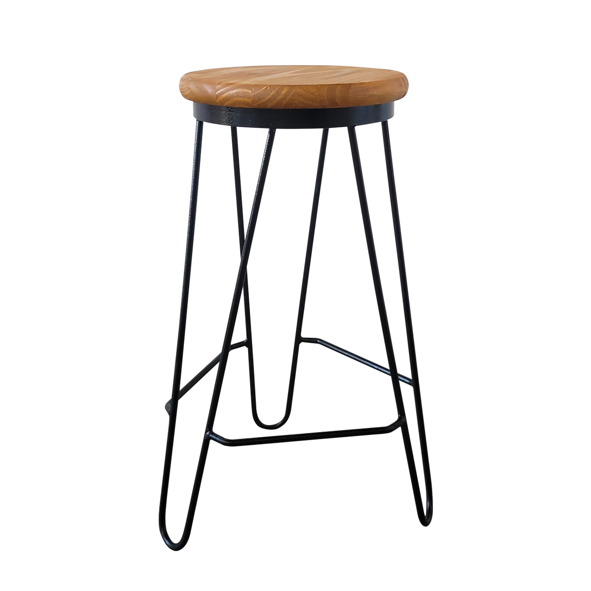 Banqueta Média para Cozinha Bar Balcão Bistrô Mesa Hairpin Pinus Carvalho